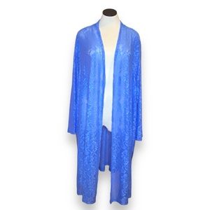 Elegant Roaman's Royal Blue Lace Duster Jacket Size 4X 34/36 Formal Long 48"
